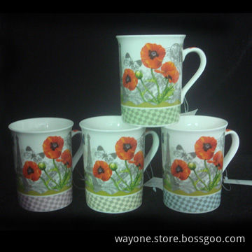 Porcelain Mug with 9oz Volume, Poppy Design, Ideal for Promotional Gifts